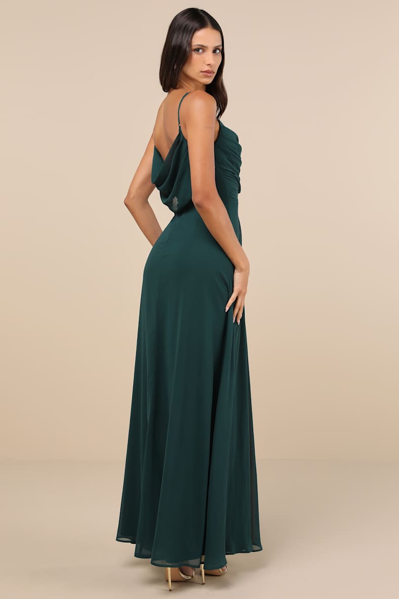 Notorious Poise Emerald Sleeveless Cowl Neck Maxi Dress