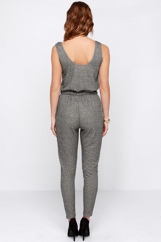 grey ribbed jumpsuit