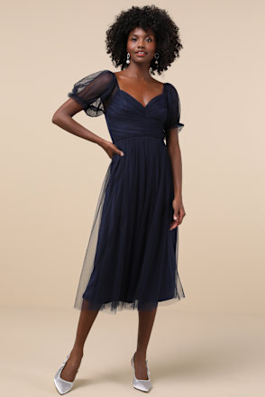 long sleeve tulle midi dress Candice floral ruffled tulle midi dress XL / Neutrals