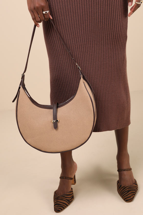 Timeless Element Brown Woven Crescent Shoulder Bag 7