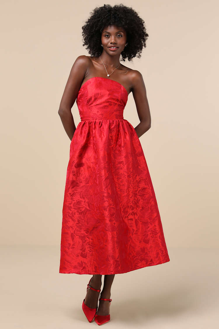 fitted lace wedding dress paprika-red Strapless Dress-BESTSELLER S main image 1