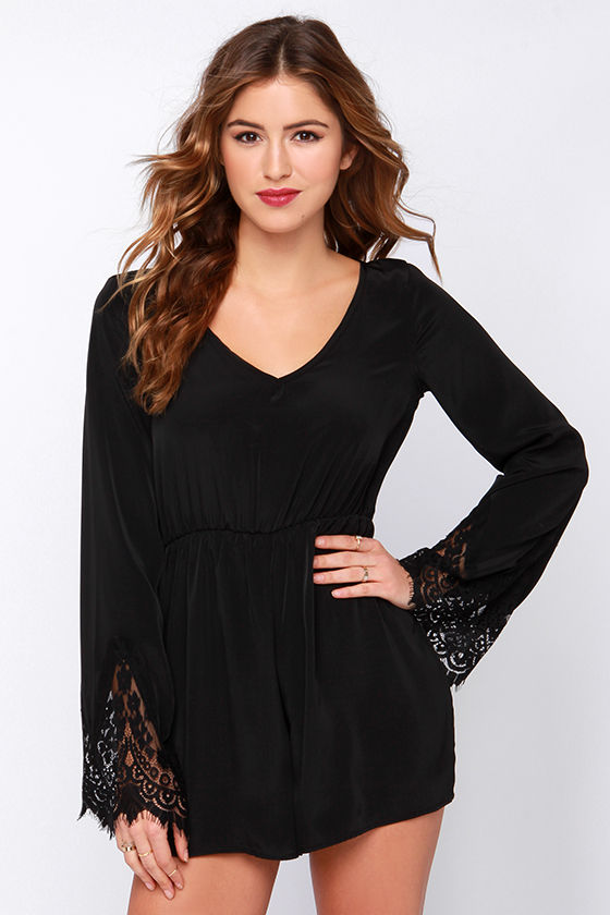 Black Long Sleeve Romper