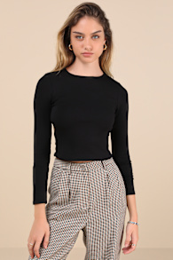 Daily Coolness Black Cutout Long Sleeve Crew Neck Top 2