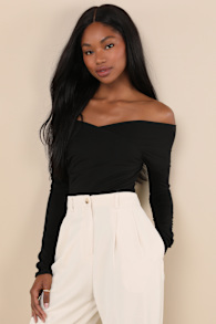 Designated Cutie Black Long Sleeve Surplice Top 2