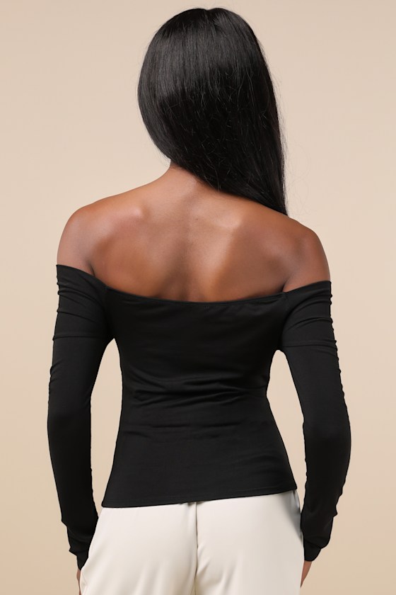 Designated Cutie Black Long Sleeve Surplice Top - thumbnail 2