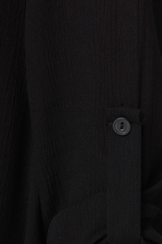 Cute Black Dress - Shirt Dress - Long Sleeve Dress - $38.00