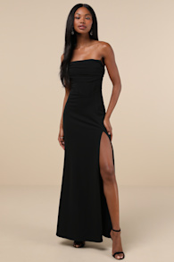 Spellbinding Allure Black Bustier Strapless Mermaid Maxi Dress 5