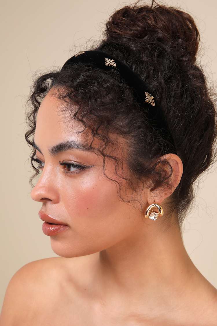 Black Headband - Velvet Headband - Bee Headband - Hair  display picture 2