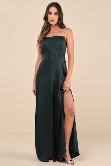 slim fit dress slacks Strapless Sweetheart Neck Long Prom Dresses Dark Green Ball Gowns ARD3 –  SheerGirl