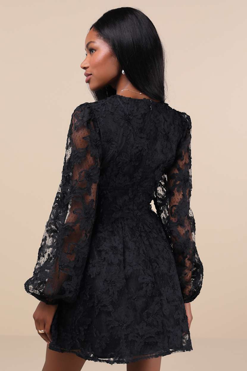 slim fit dress slacks Bianca Rachele Dotted Mesh Bell Sleeve Mini Dress – TOILE