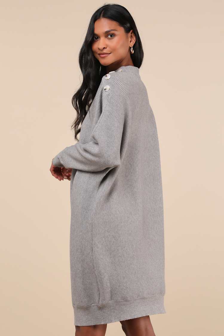 ann demeulemeester grey sweater dress Mini - Button Dress - Dolman Sleeve Dress Demeulemeester wool dress