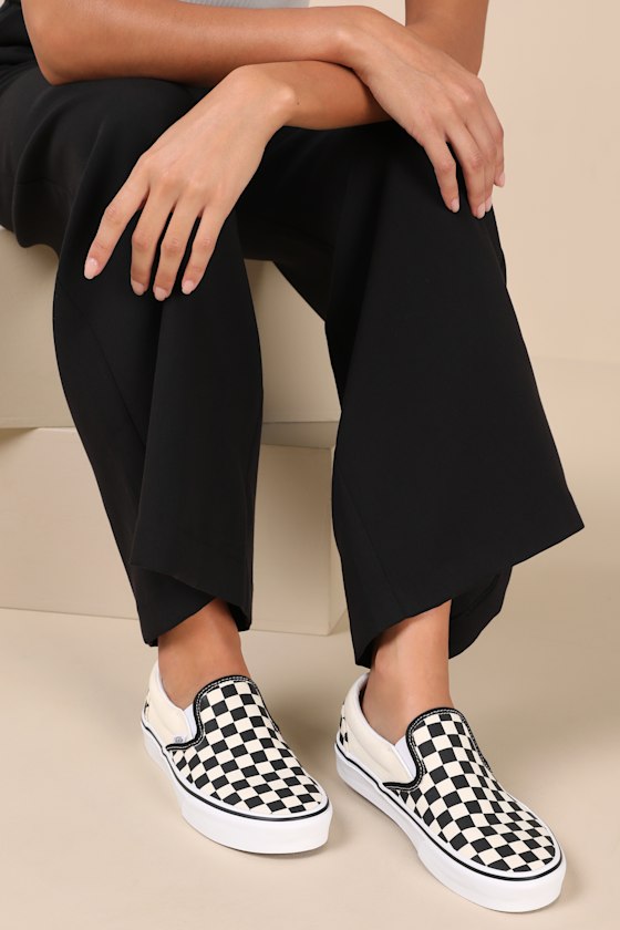 Vans Classic Black & White Checkerboard Slip-on Sneakers In Black