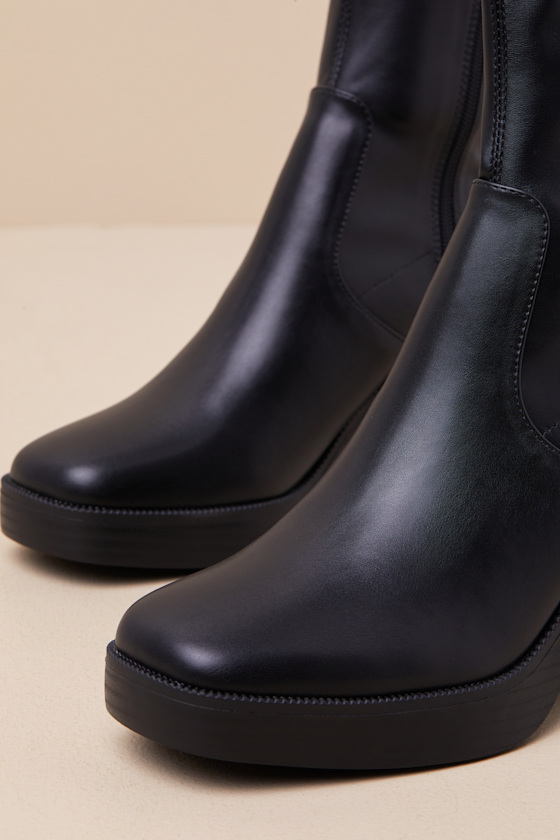 Lulus Harrington Black Platform Ankle Boots In Black
