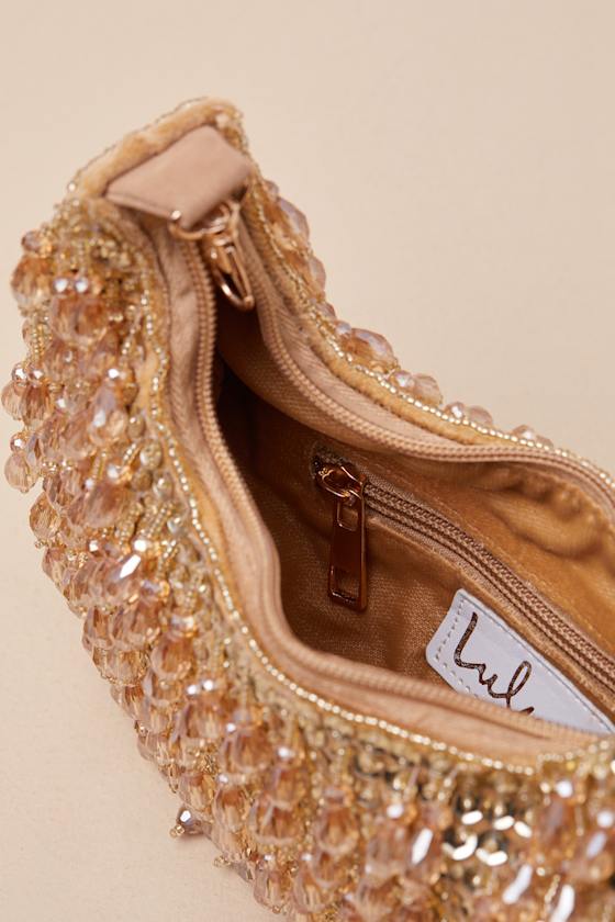 Sparkling Agenda Gold Beaded Clutch - thumbnail 5