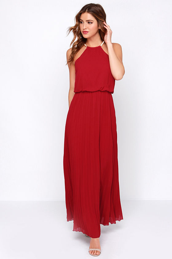 red color maxi dress