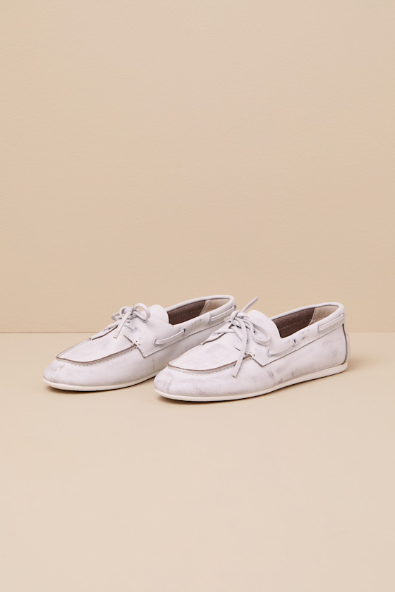 Steve Madden Sag Boat Shoe In White