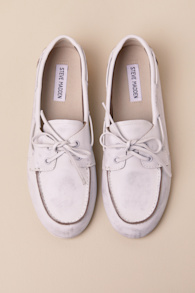 SAG White Leather Distressed Lace-Up Loafers 3