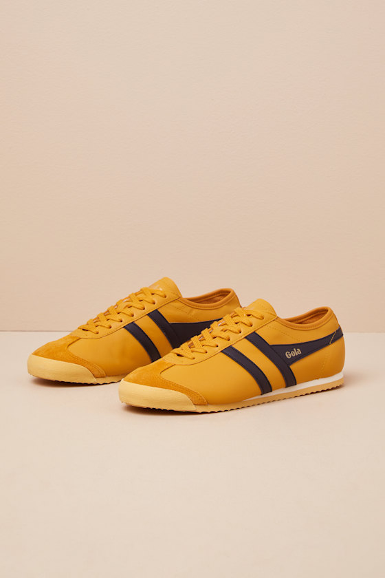 GOLA RACE SUN AND BLACK LEATHER LACE-UP SNEAKERS