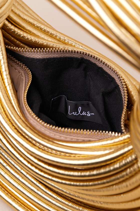 Deeply Luxe Gold Metallic Knotted Cord Crescent Handbag - thumbnail 5