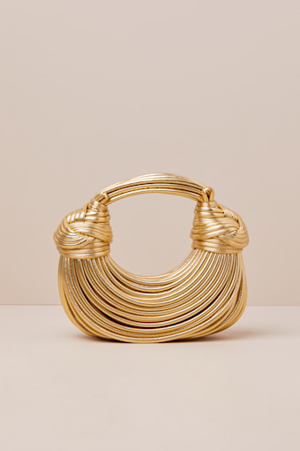 Deeply Luxe Gold Metallic Knotted Cord Crescent Handbag 4