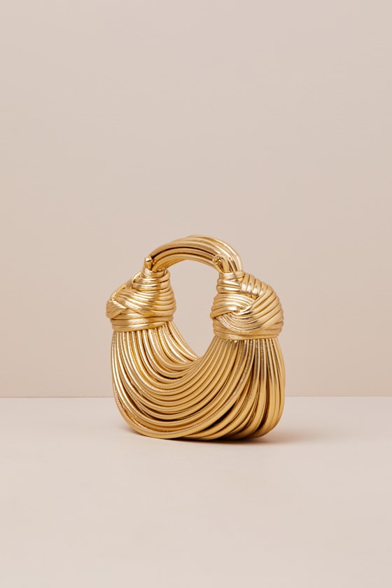 Deeply Luxe Gold Metallic Knotted Cord Crescent Handbag - thumbnail 6