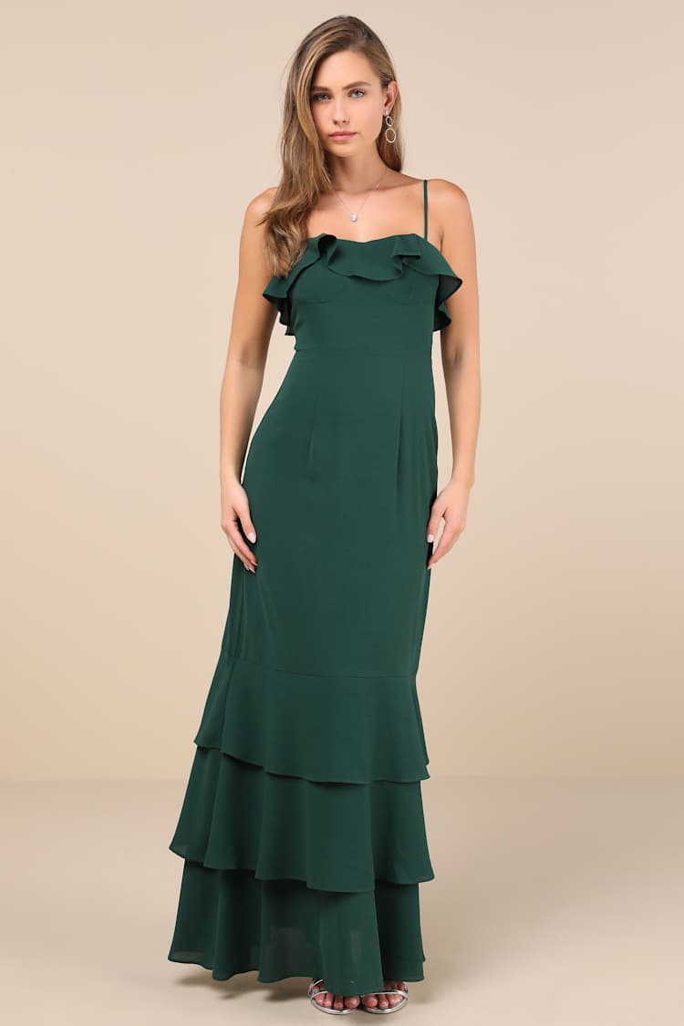 long green sleeveless dress Rosebay Floral Organza Burnout Gown main image 1