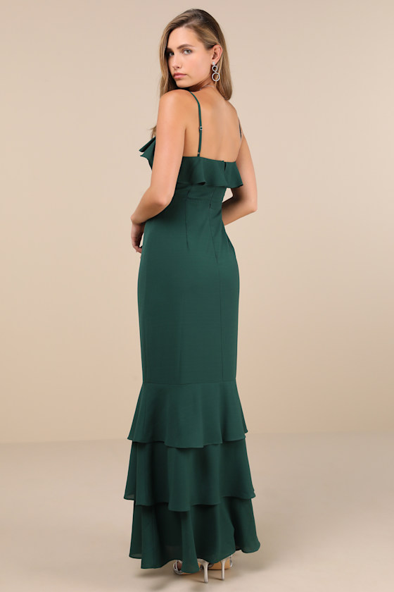 Lively Evenings Green Sleeveless Tiered Maxi Dress 1