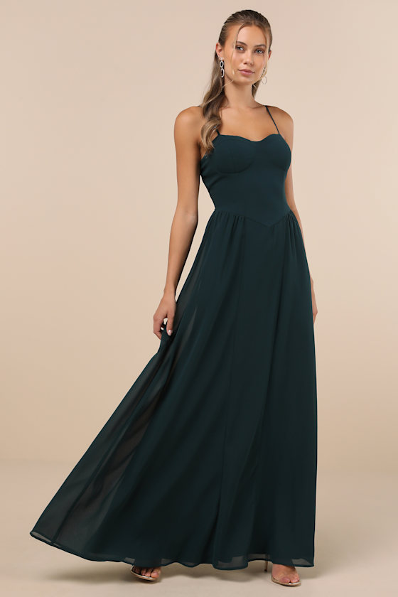 Dark Teal Maxi Dress with Gold Detail main image 1