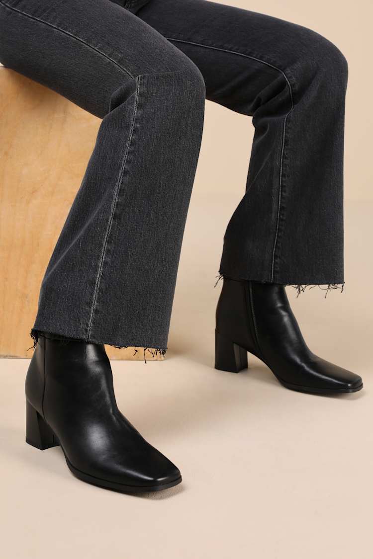 Black Boots - Black Ankle Boots - Square-Toe Boots - Seamed Boots - Lulus Black Boots - Black Ankle Boots - Square-Toe Boots - Seamed Boots - Lulus