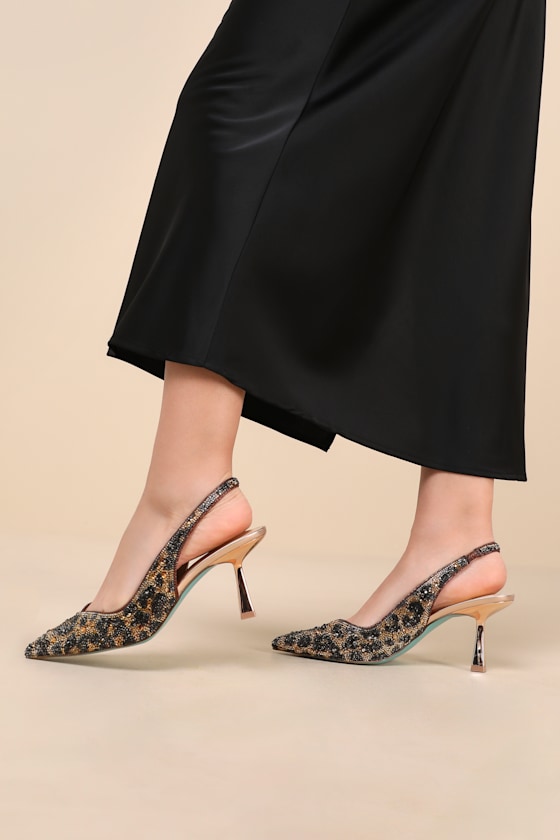 Betsey Johnson SB-Clark Leopard - Rhinestone Pumps - Shiny