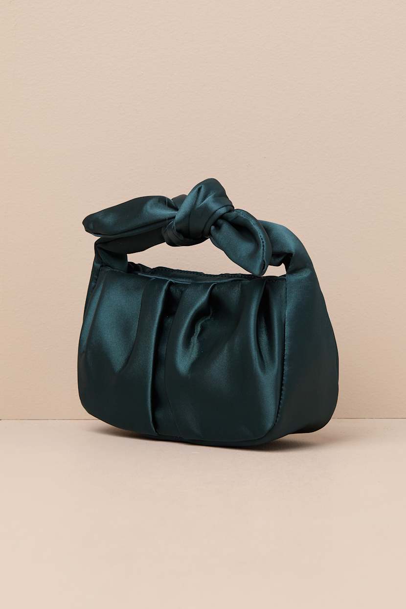Emerald Green Clutch Bag - Satin Bag - Knot Handle Bag - Clutch - Lulus Emerald Green Clutch Bag - Satin Bag - Knot Handle Bag - Clutch - Lulus