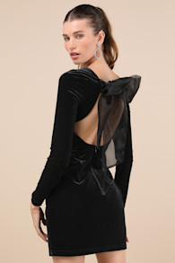 Captivating Muse Black Velvet Tie-Back Mini Dress 4