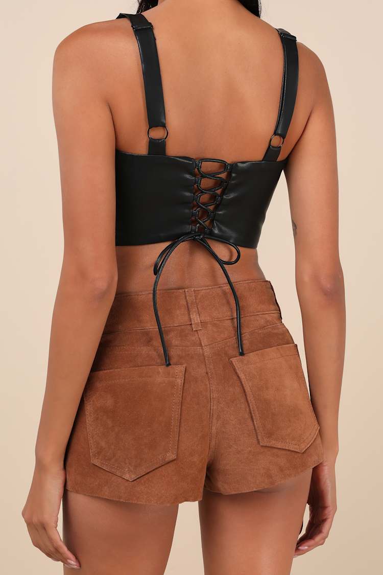 Fortune Cookie Brown Suede Shorts