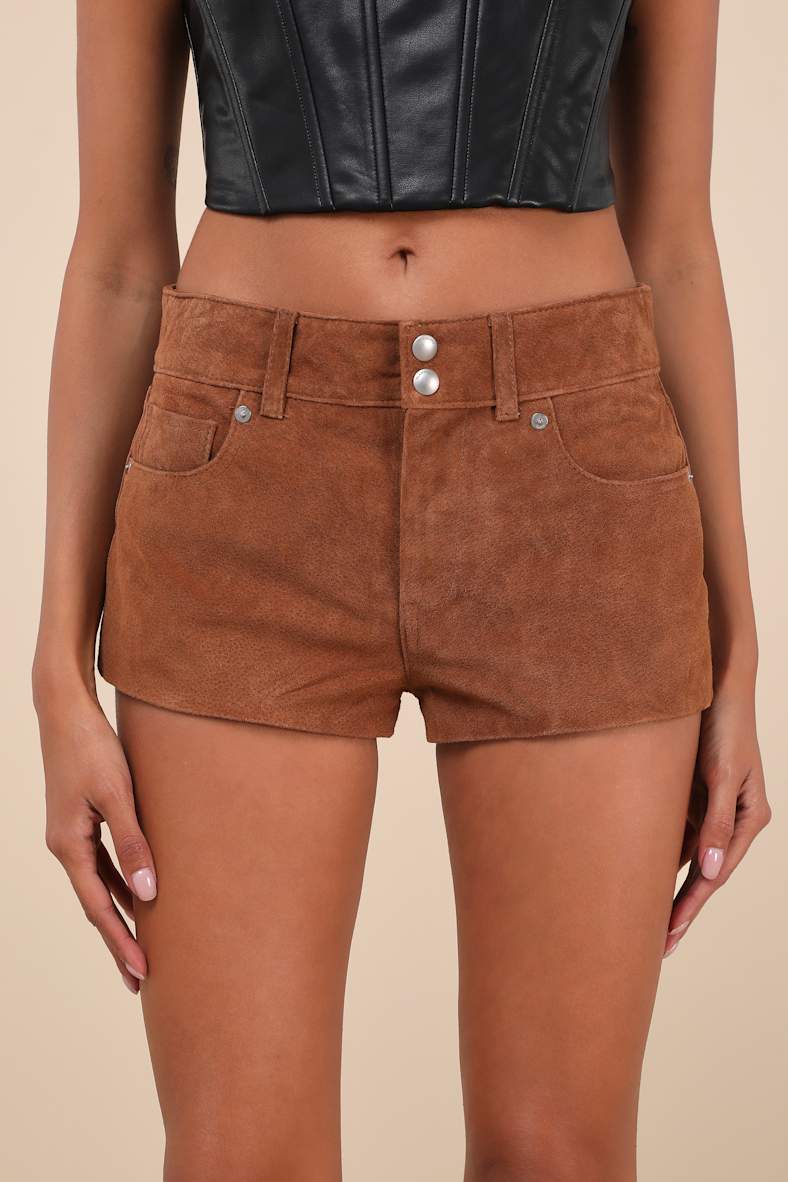 Fortune Cookie Brown Suede Shorts