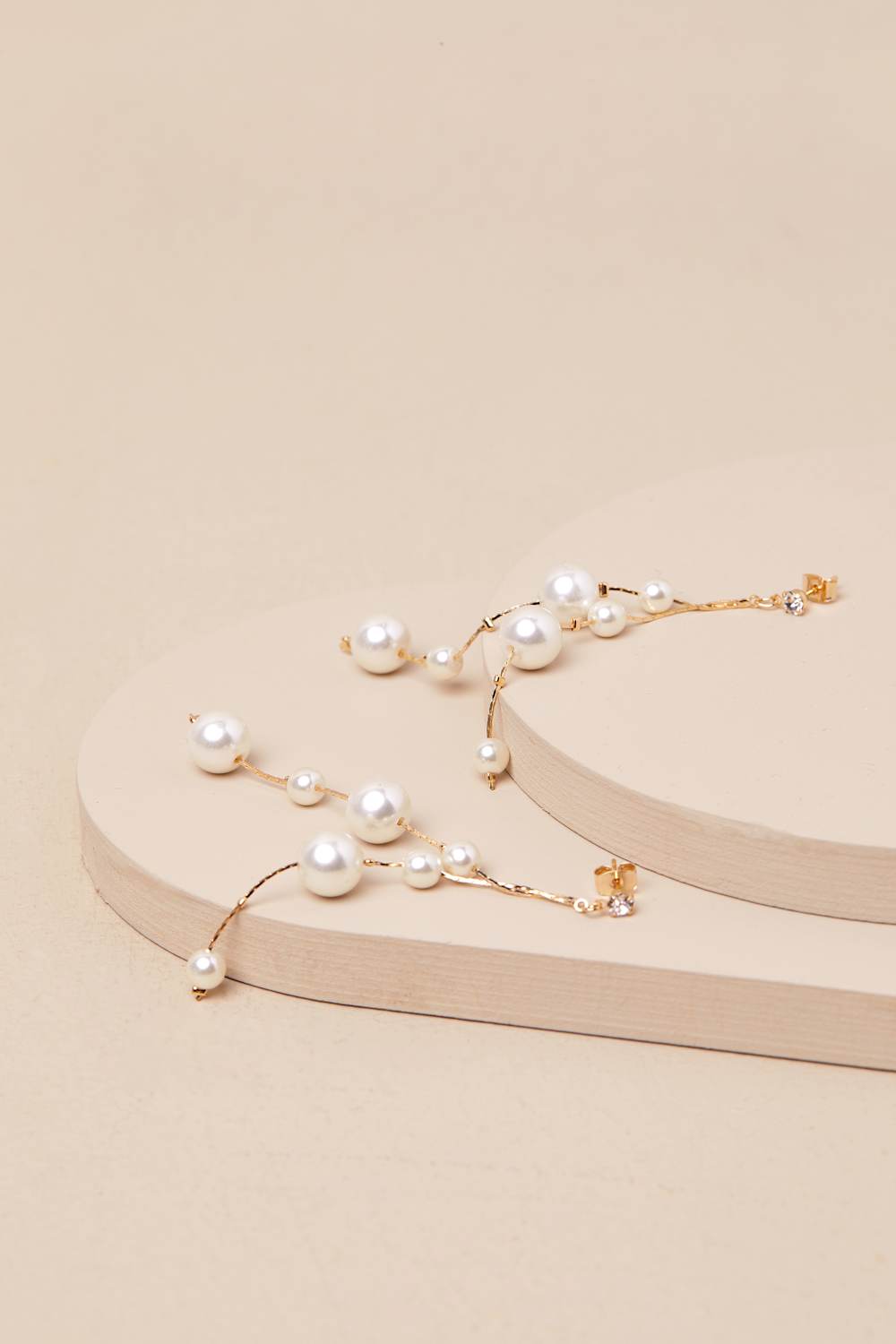 Exceedingly Elevated Gold Pearl Rhinestone Drop Earrings