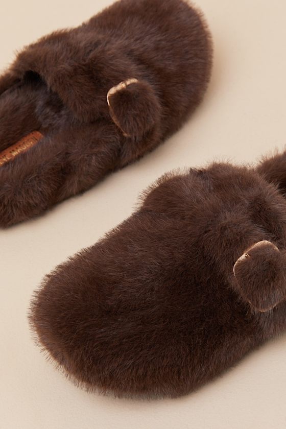 Shop Steve Madden Bohan Brown Faux Fur Buckle Mule Slides