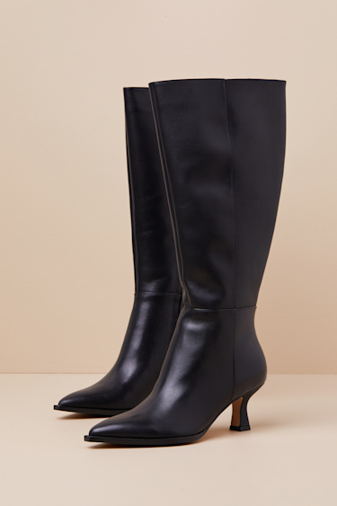 Dolce Vita Auggie WC Black Knee-High Boots Leather Boots Lulus
