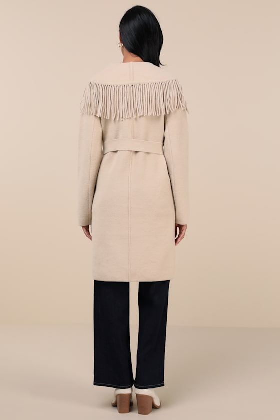 NVLT MINK BEIGE EYELASH FRINGE COATIGAN