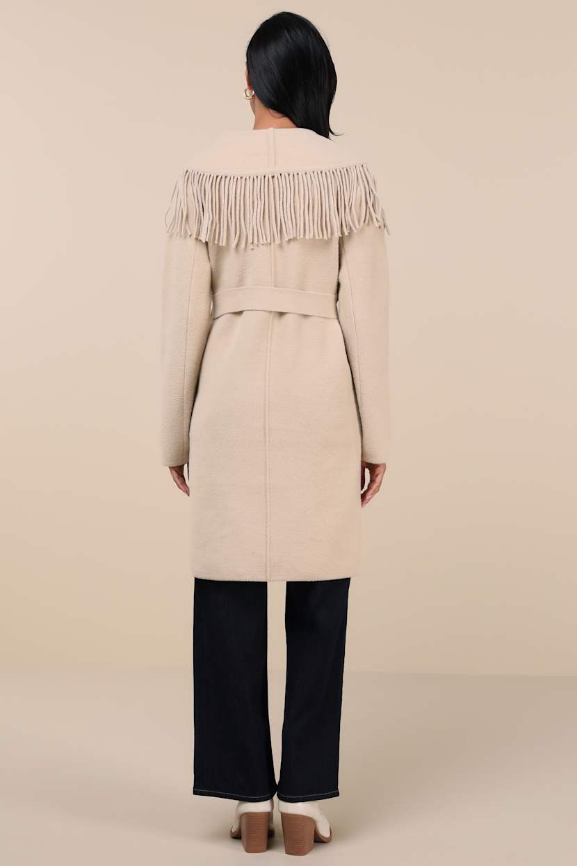 Mink Beige Eyelash Fringe Coatigan