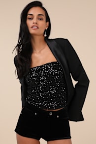 Enviable Icon Black Velvet Shorts 5