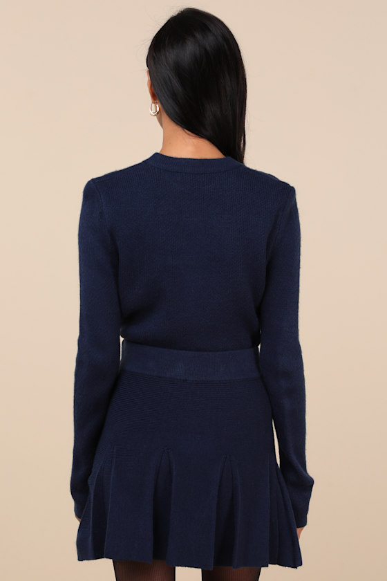 Most Adorable Vibes Navy Blue Button-Front Cardigan Sweater Top 3