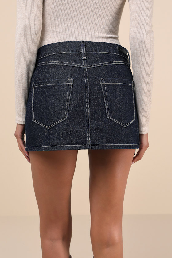 BLANKNYC OVER THE MOON DARK WASH DENIM MICRO MINI SKIRT