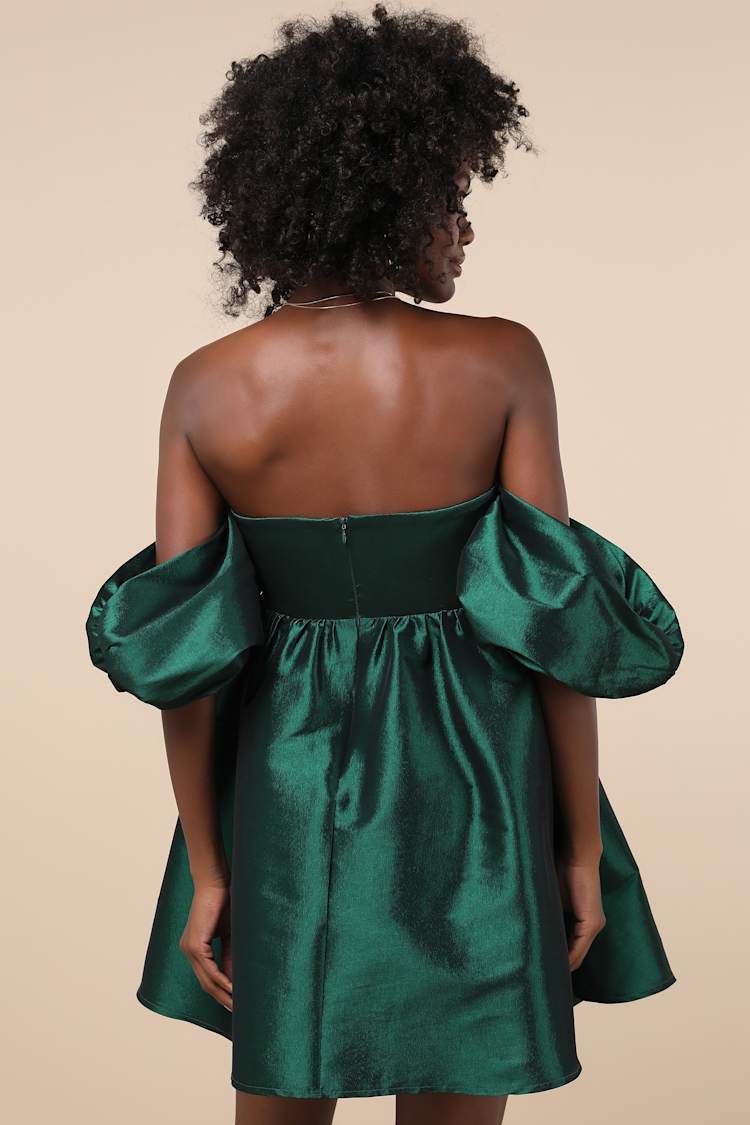 Green Babydoll Mini Dress - Taffeta Mini Dress - OTS Mini Dress - Lulus
