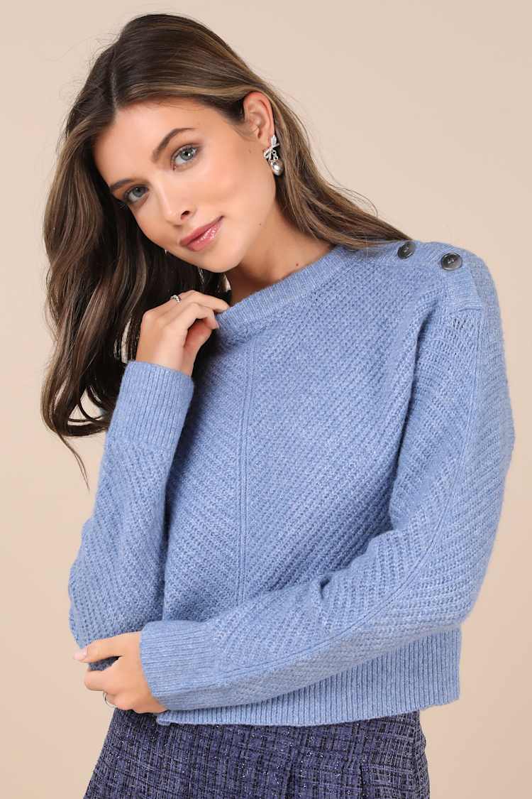Heather Periwinkle Sweater - Pullover Sweater - Cropped Sweater 