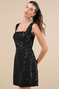 Beautifully Decadent Black Sequin Pearl Sleeveless Mini Dress 4