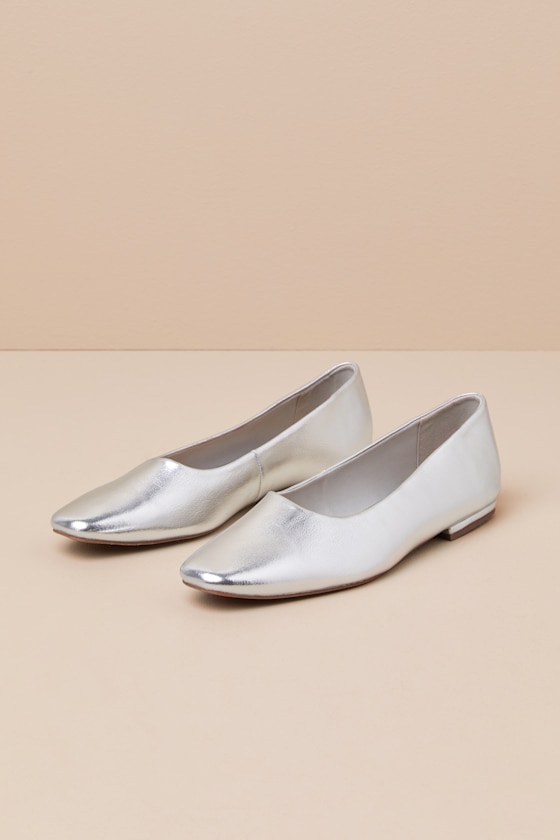 Jordane Silver Metallic Ballet Flats 8
