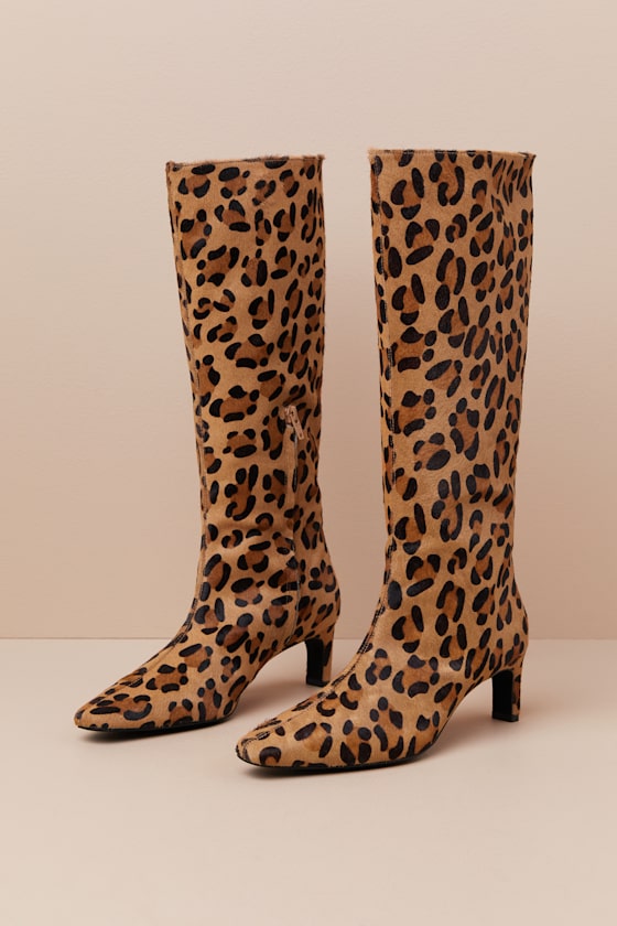 INTENTIONALLY BLANK SEVILLE CHEETAH CALF HAIR LEATHER KNEE-HIGH BOOTS