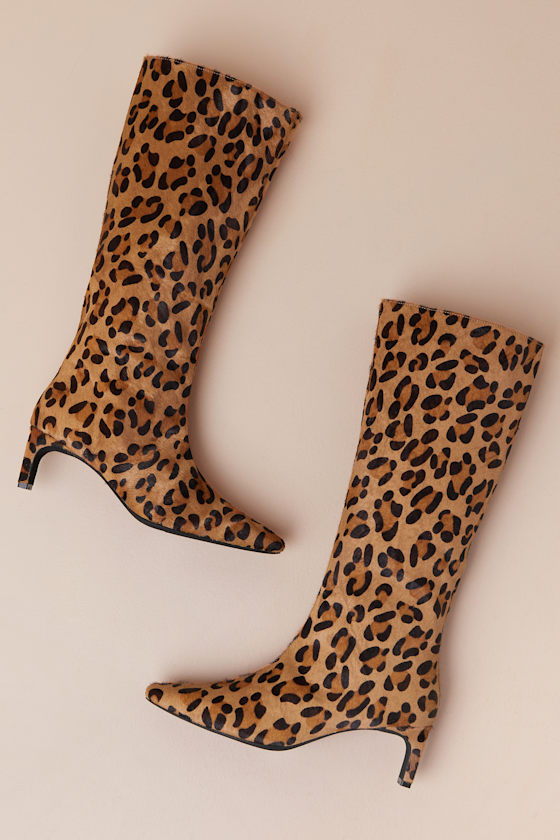 INTENTIONALLY BLANK SEVILLE CHEETAH CALF HAIR LEATHER KNEE-HIGH BOOTS