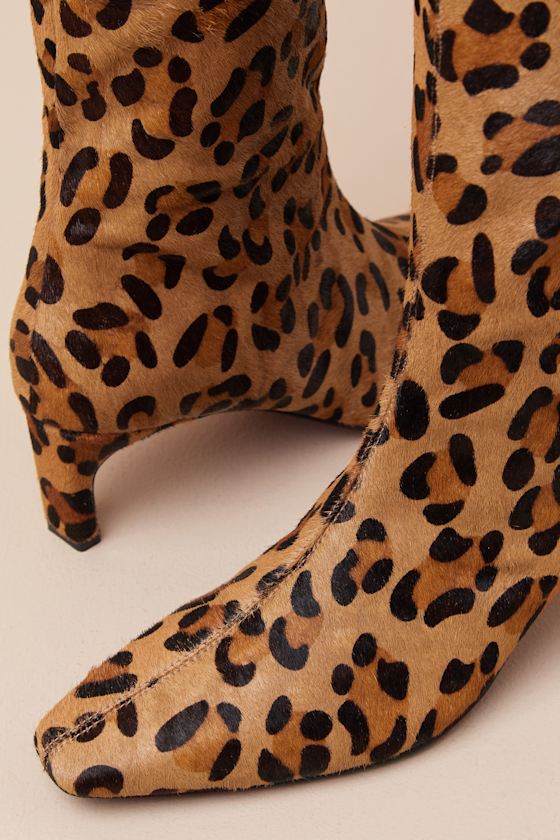 INTENTIONALLY BLANK SEVILLE CHEETAH CALF HAIR LEATHER KNEE-HIGH BOOTS