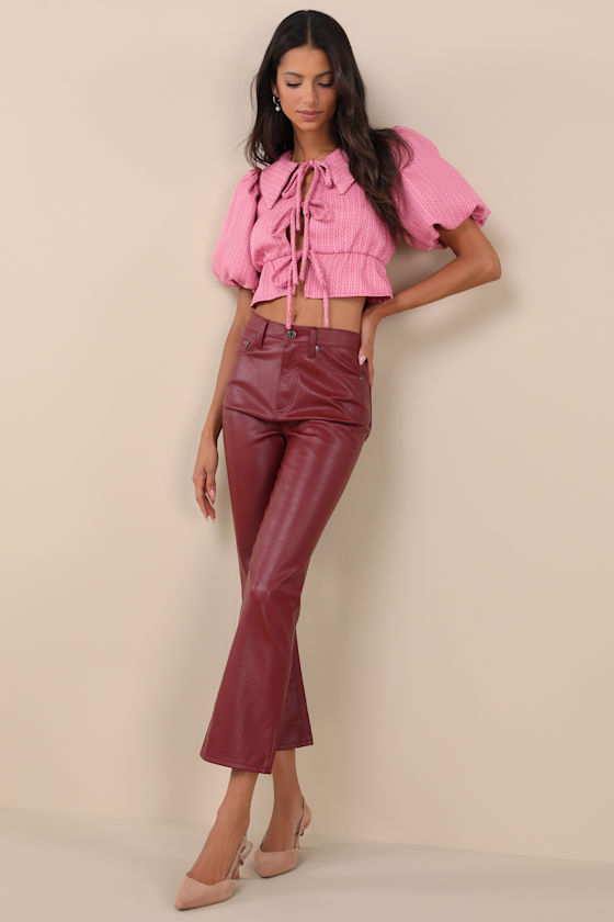 Glamorous Instant Crush Pink Tweed Puff Sleeve Top In Pink